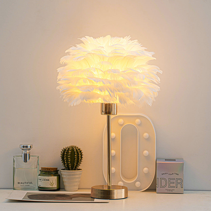 Feather Shade Table Lamp