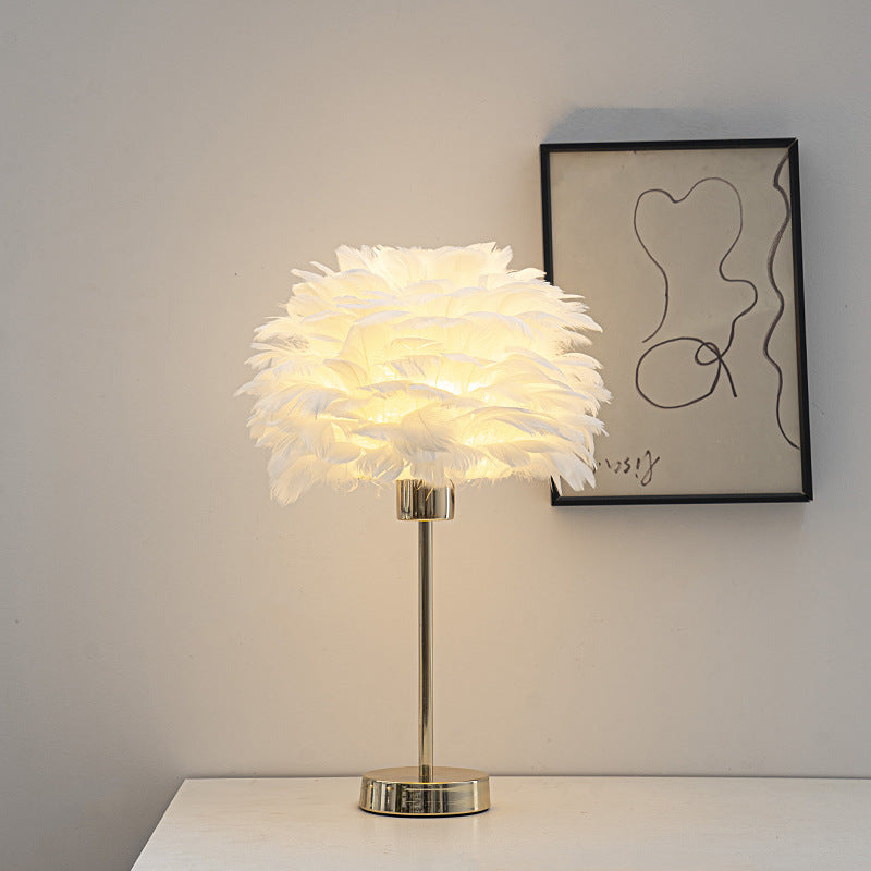 Feather Shade Table Lamp
