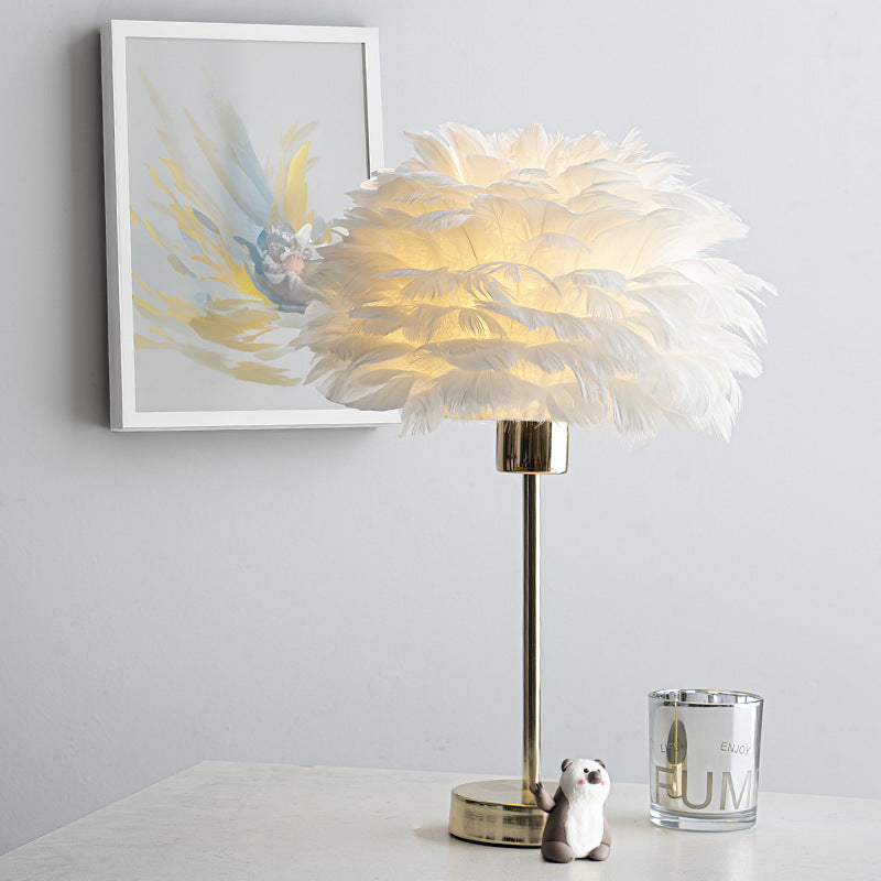 Feather Shade Table Lamp