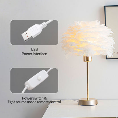 Feather Shade Table Lamp