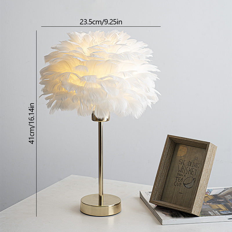 Feather Shade Table Lamp