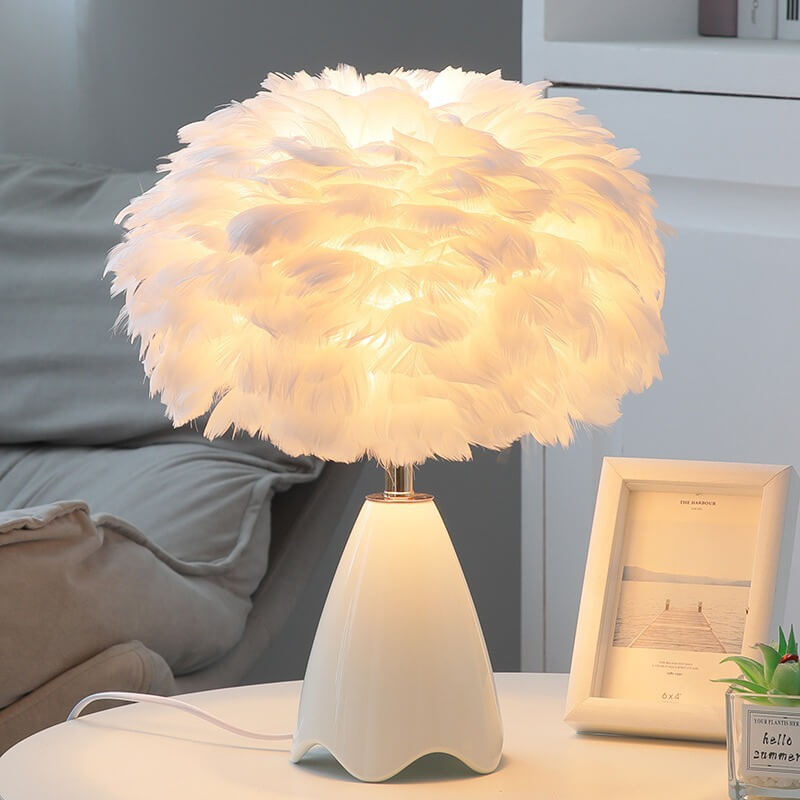 Feather Glass Table Lamp