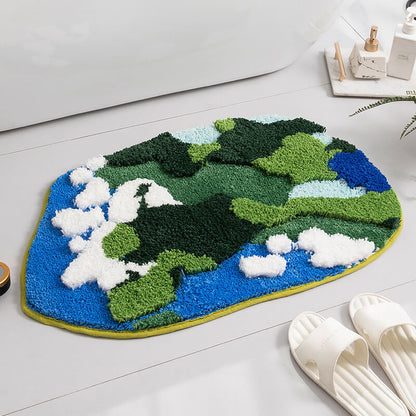 Flocked Moss Bathroom Rug