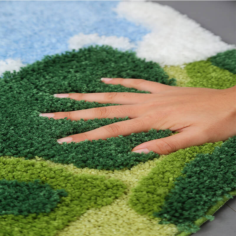 Flocked Moss Bathroom Rug