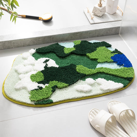 Flocked Moss Bathroom Rug