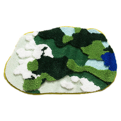 Flocked Moss Bathroom Rug