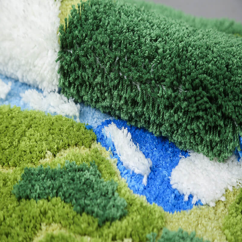 Flocked Moss Bathroom Rug