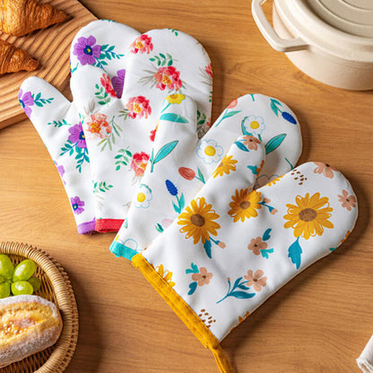 Floral Print Anti-Scald Baking Gloves