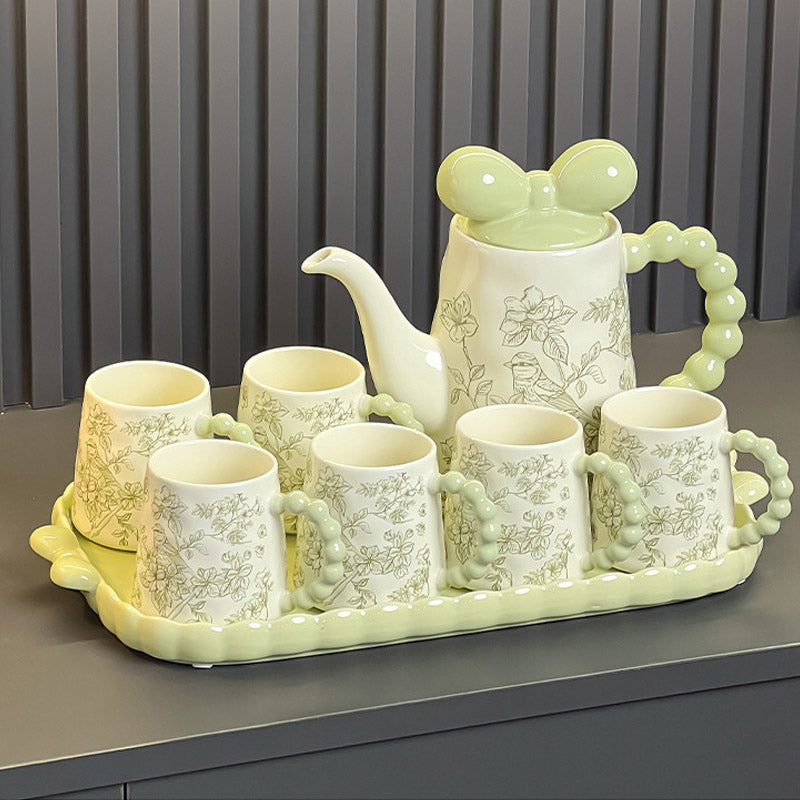 Floral And Bird Pattern Ceramic Tea Set