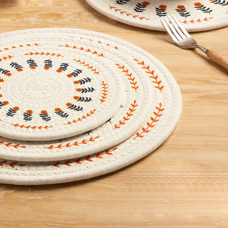 Floral Cotton Linen Woven Placemat