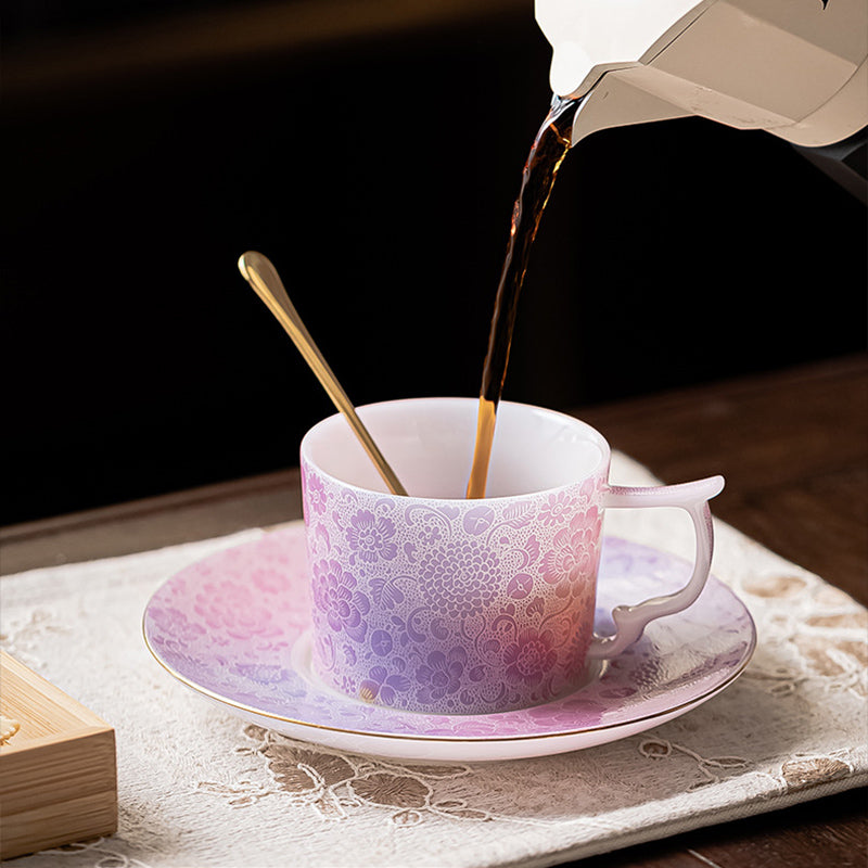 Floral Shadows Under The Lamp Ceramic Cup