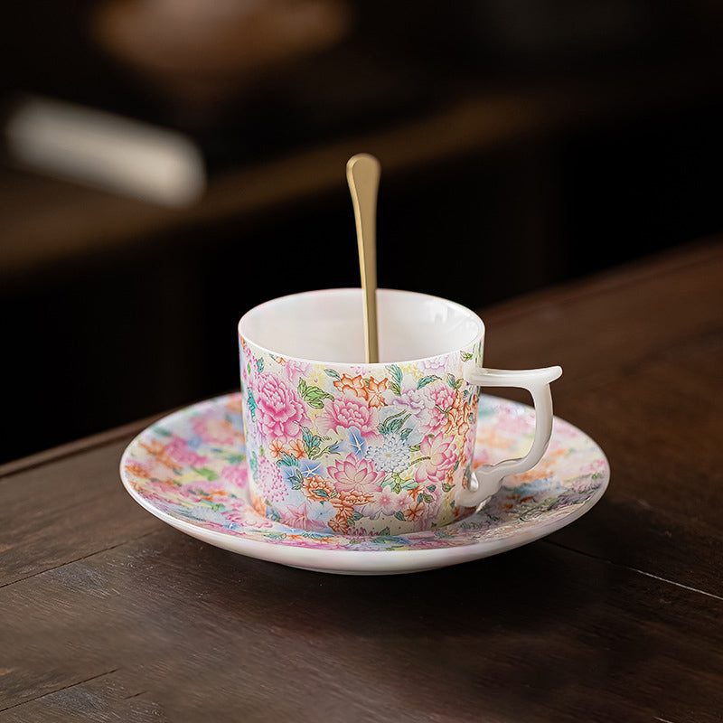 Floral Shadows Under The Lamp Ceramic Cup