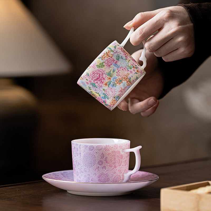 Floral Shadows Under The Lamp Ceramic Cup