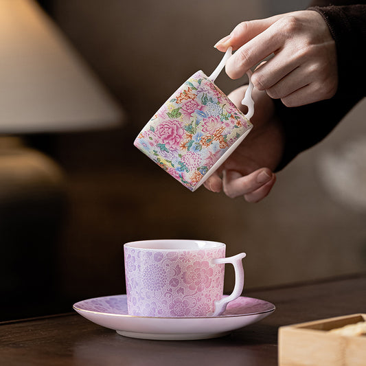 Floral Shadows Under The Lamp Ceramic Cup