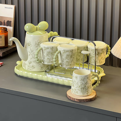 Floral And Bird Pattern Ceramic Tea Set