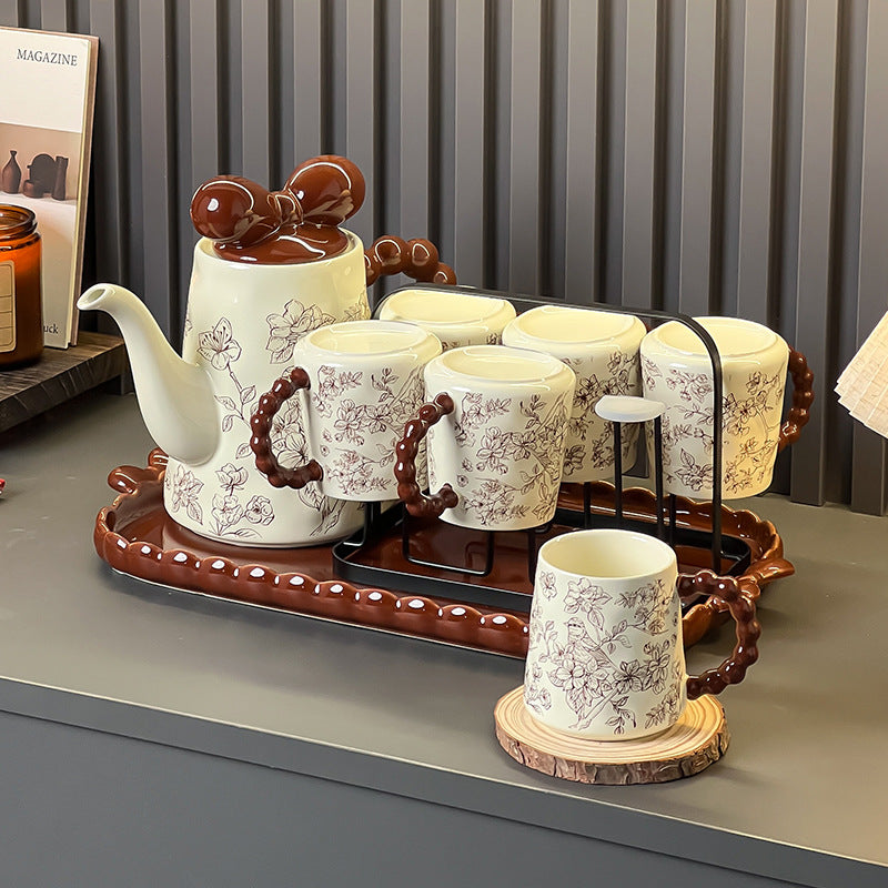 Floral And Bird Pattern Ceramic Tea Set