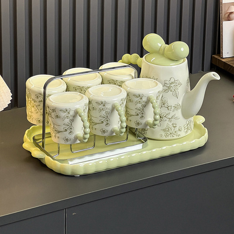 Floral And Bird Pattern Ceramic Tea Set