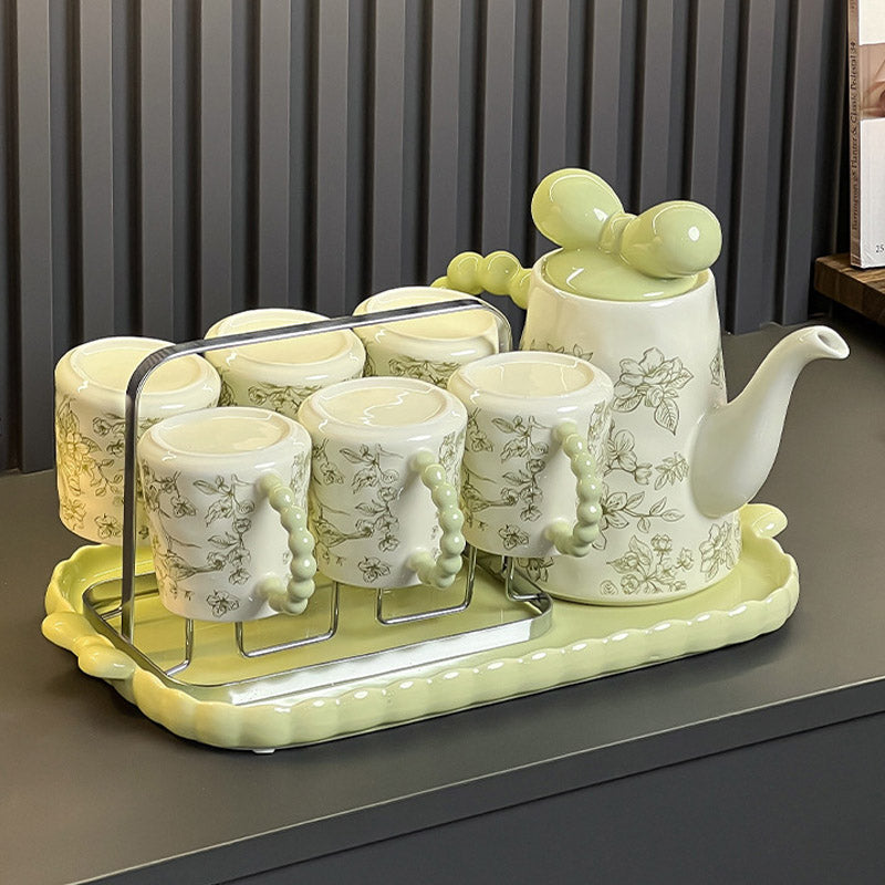 Floral And Bird Pattern Ceramic Tea Set