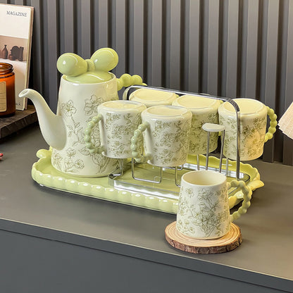 Floral And Bird Pattern Ceramic Tea Set