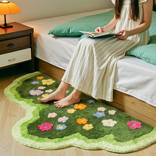 Flower And Green Grass Carpet