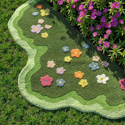 Flower And Green Grass Carpet