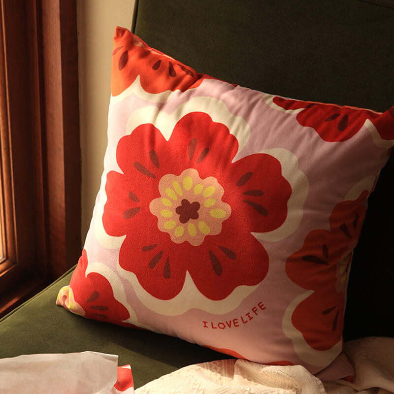 Flower Pattern Throw Pillow Cover