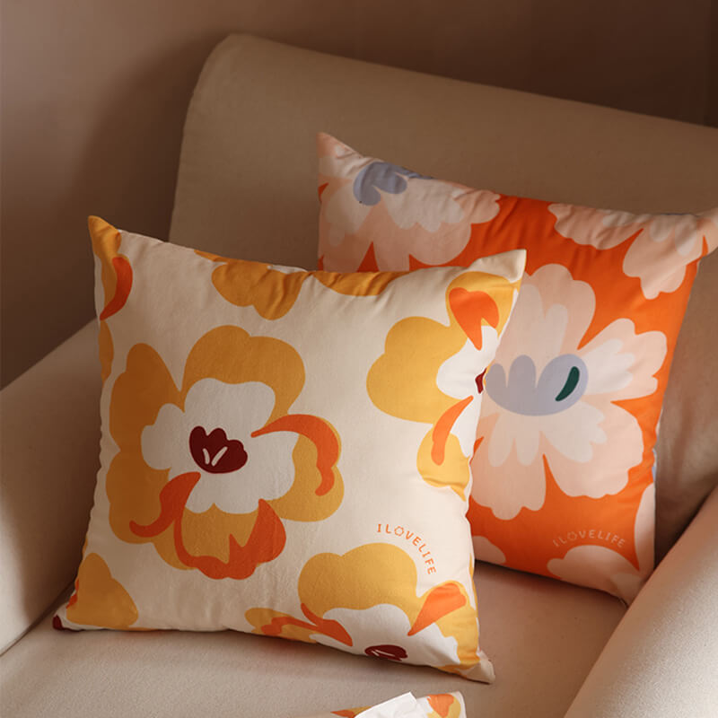 Flower Pattern Throw Pillow Cover