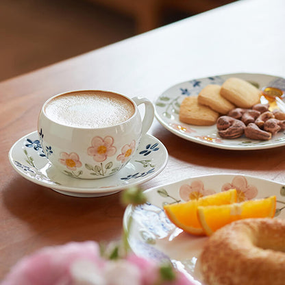 Flower Print Ceramic Cup and Saucer