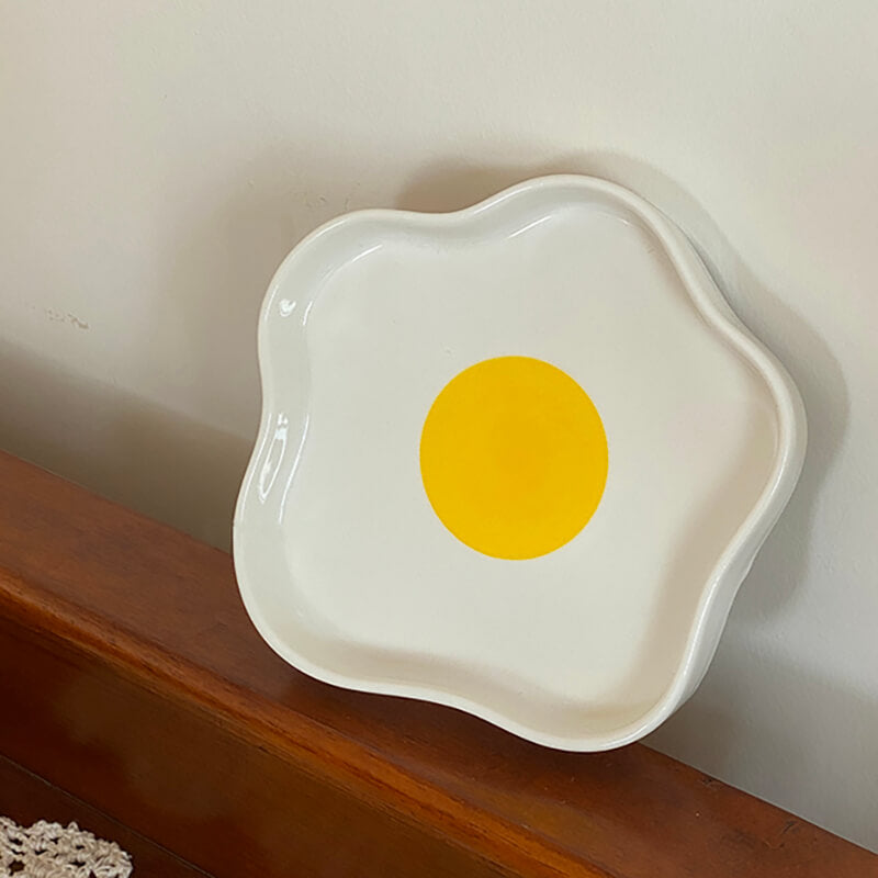 Fried Egg Shaped Ceramic Plate