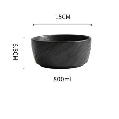 Frosted Stone Texture Straight Edge Ceramic Bowl