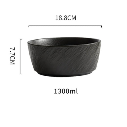 Frosted Stone Texture Straight Edge Ceramic Bowl