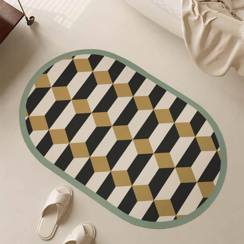 Geometric Pattern Diatom Mud Bath Mat