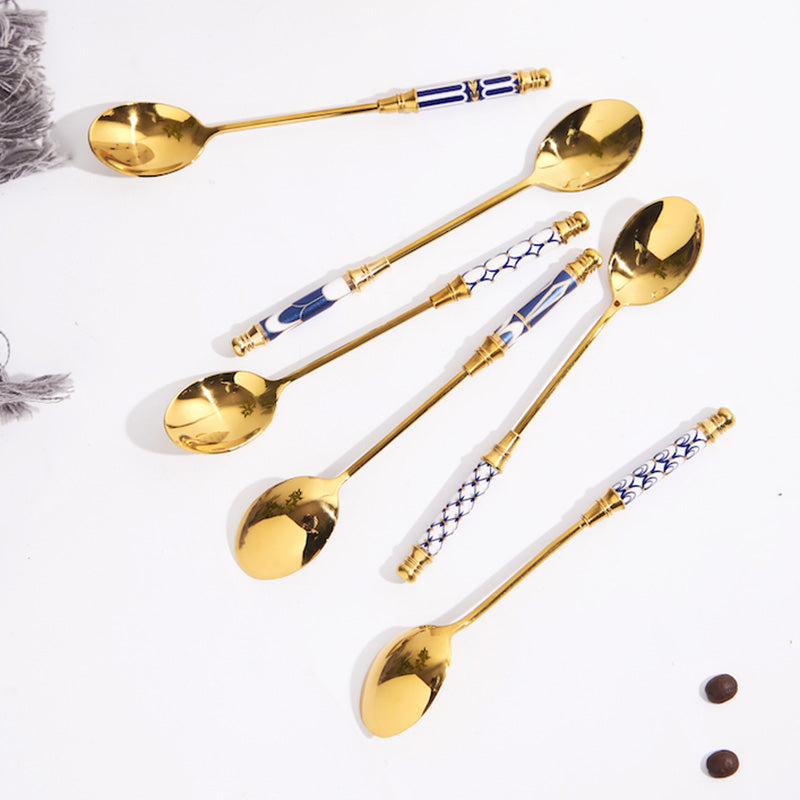 Glorious Ceramic Handle Dessert Spoon & Fork