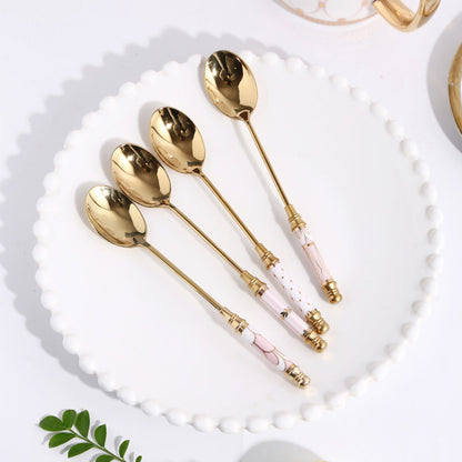 Glorious Ceramic Handle Dessert Spoon & Fork