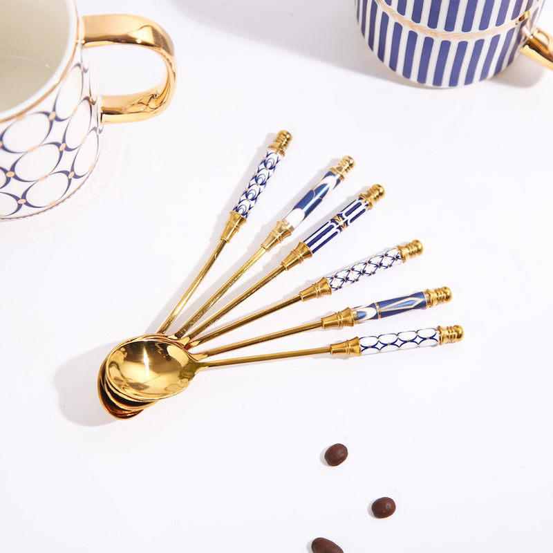 Glorious Ceramic Handle Dessert Spoon & Fork