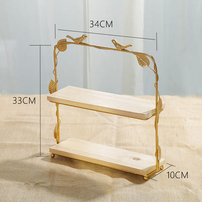 Golden Bird & Leaf Dessert Stand