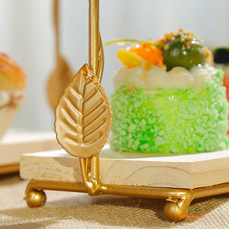 Golden Bird & Leaf Dessert Stand