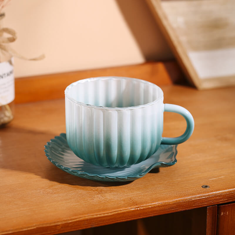 Gradient Glass Cup and Saucer