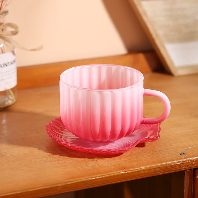 Gradient Glass Cup and Saucer