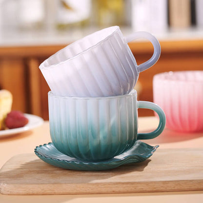 Gradient Glass Cup and Saucer