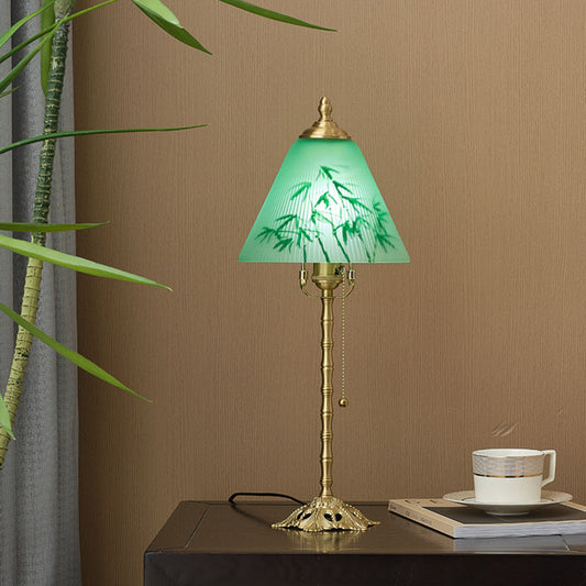Green Bamboo Vintage Table Lamp