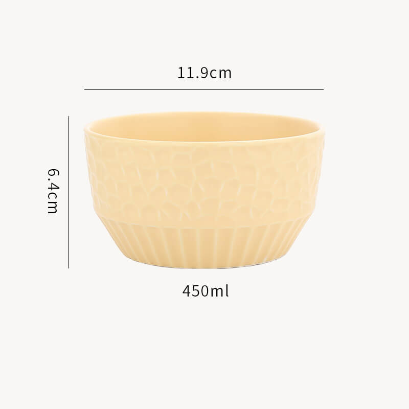 Grid Embossed Ceramic Bowl