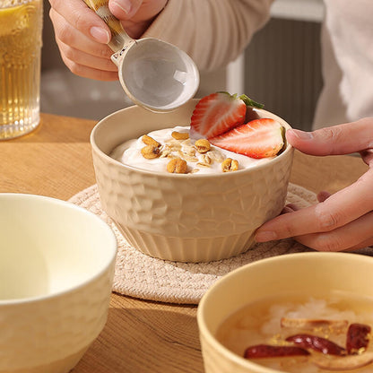 Grid Embossed Ceramic Bowl