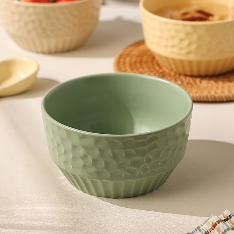 Grid Embossed Ceramic Bowl