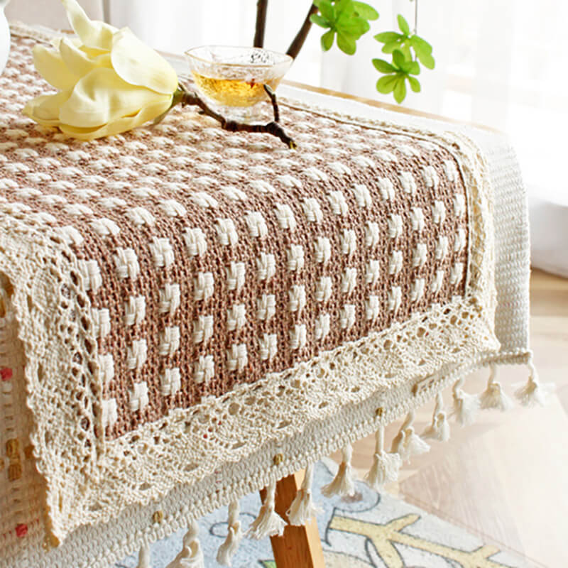 Grid Macrame Cotton Table Runner