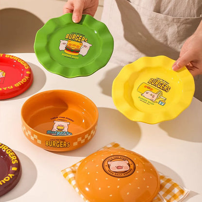 Hamburger Ceramic Dinner Plate Set