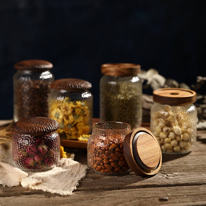 Hammered Glass Storage Jar