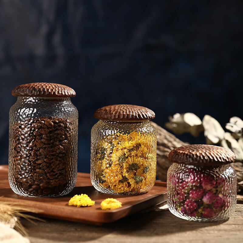 Hammered Glass Storage Jar