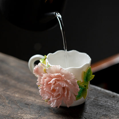 Hand-Sculpted 3D Flower Ceramic Coffee Mug