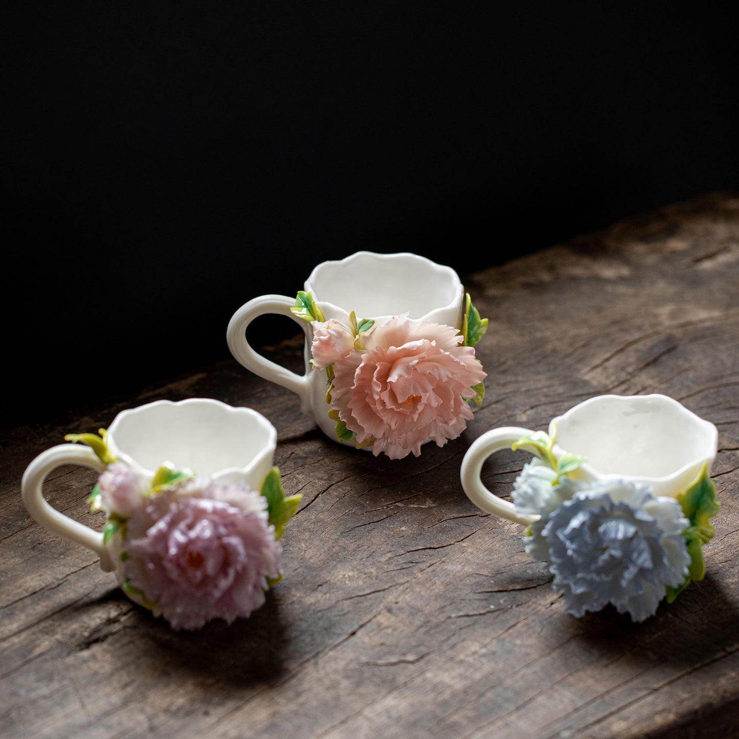 Hand-Sculpted 3D Flower Ceramic Coffee Mug